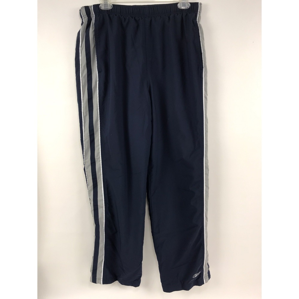 Reebok Windbreaker Jogger Track Pants Lined Women's L Athletic Blue Gray Vintage